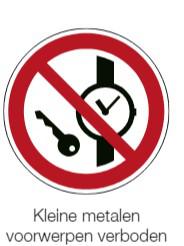 kleine metalen voorwerpen verboden